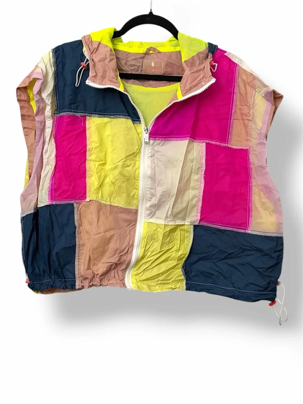 Free People‎ Breakers Patchy Windbreaker Hoodie Vest